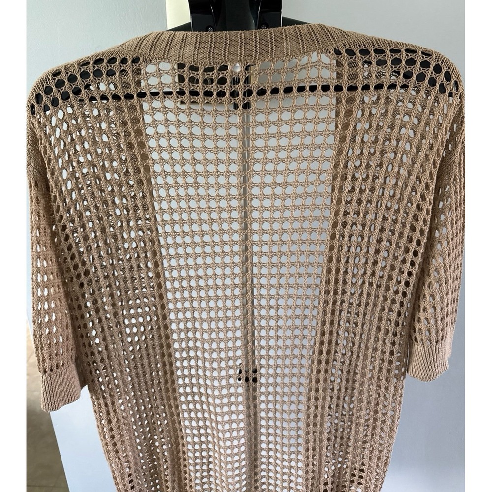Women's‎ Tan Woven Short Sleeve Cardigan Size Small - Picture 5 of 7